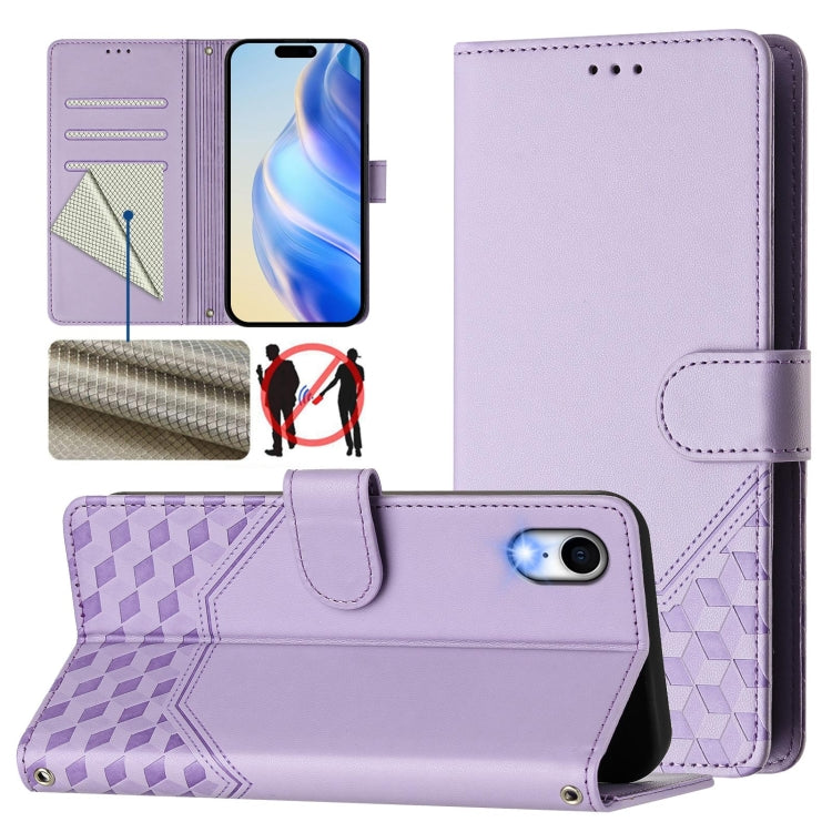 Custodia per telefono in pelle con stampa a nido d'ape e protezione RFID, For iPhone XR, For iPhone XS Max, For iPhone 8 Plus / 7 Plus