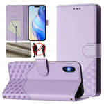 Custodia per telefono in pelle con stampa a nido d'ape e protezione RFID, For iPhone XR, For iPhone XS Max, For iPhone 8 Plus / 7 Plus