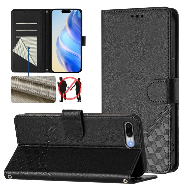 Custodia per telefono in pelle con stampa a nido d'ape e protezione RFID, For iPhone XR, For iPhone XS Max, For iPhone 8 Plus / 7 Plus