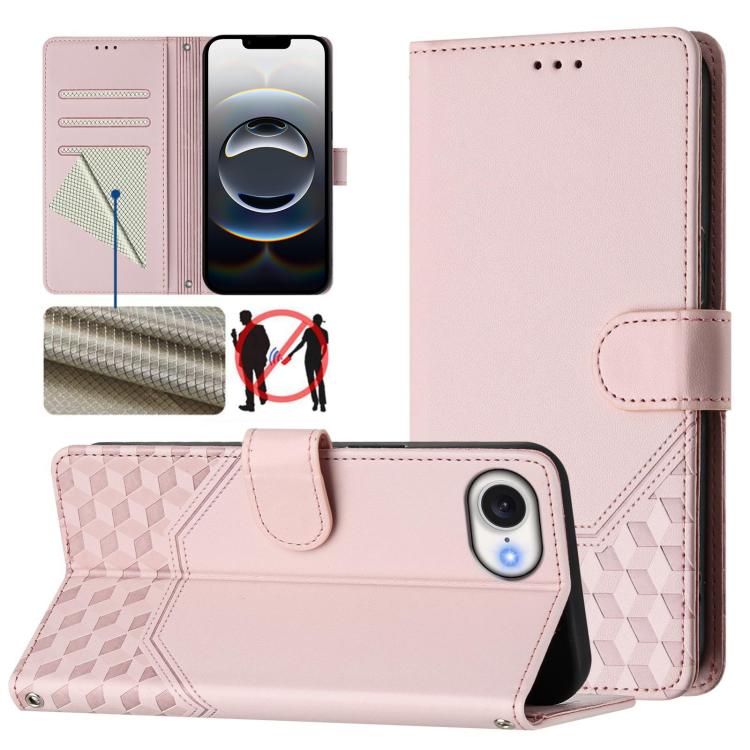 Custodia per telefono in pelle con stampa a nido d'ape e protezione RFID, For iPhone 17e / 16e, For iPhone 17 Pro Max, For iPhone 17 Pro, For iPhone 17