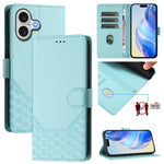 Custodia per telefono in pelle con stampa a nido d'ape e protezione RFID, For iPhone 17e / 16e, For iPhone 17 Pro Max, For iPhone 17 Pro, For iPhone 17
