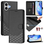 Custodia per telefono in pelle con stampa a nido d'ape e protezione RFID, For iPhone 17e / 16e, For iPhone 17 Pro Max, For iPhone 17 Pro, For iPhone 17