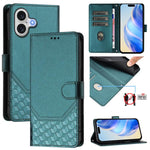 Custodia per telefono in pelle con stampa a nido d'ape e protezione RFID, For iPhone 17e / 16e, For iPhone 17 Pro Max, For iPhone 17 Pro, For iPhone 17