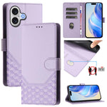 Custodia per telefono in pelle con stampa a nido d'ape e protezione RFID, For iPhone 17e / 16e, For iPhone 17 Pro Max, For iPhone 17 Pro, For iPhone 17