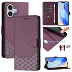 Custodia per telefono in pelle con stampa a nido d'ape e protezione RFID, For iPhone 17e / 16e, For iPhone 17 Pro Max, For iPhone 17 Pro, For iPhone 17