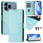 Custodia per telefono in pelle con stampa a nido d'ape e protezione RFID, For iPhone 17e / 16e, For iPhone 17 Pro Max, For iPhone 17 Pro, For iPhone 17
