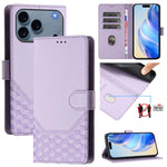 Custodia per telefono in pelle con stampa a nido d'ape e protezione RFID, For iPhone 17e / 16e, For iPhone 17 Pro Max, For iPhone 17 Pro, For iPhone 17