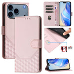 Custodia per telefono in pelle con stampa a nido d'ape e protezione RFID, For iPhone 17e / 16e, For iPhone 17 Pro Max, For iPhone 17 Pro, For iPhone 17