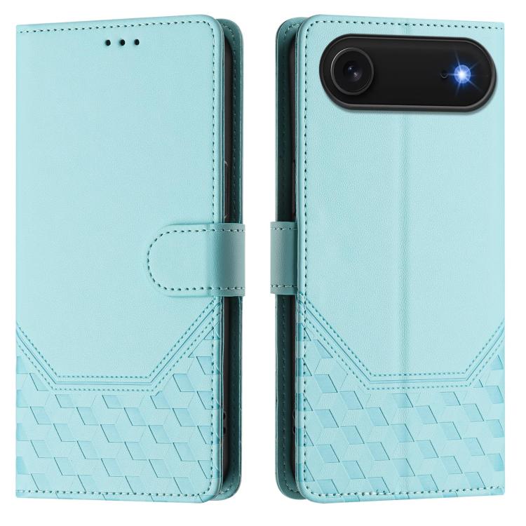Custodia per telefono in pelle con stampa a nido d'ape e protezione RFID, For iPhone Air, For iPhone 16 Pro Max, For iPhone 16 Pro, For iPhone 16 Plus
