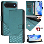 Custodia per telefono in pelle con stampa a nido d'ape e protezione RFID, For iPhone Air, For iPhone 16 Pro Max, For iPhone 16 Pro, For iPhone 16 Plus