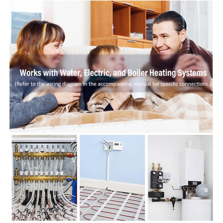 Termostato LED per la casa intelligente WiFi con Materia, BHT-009GALW-MT Water Heating, BHT-009GBLW-MT Electric Heating, BHT-009GCLW-MT Boiler Heating