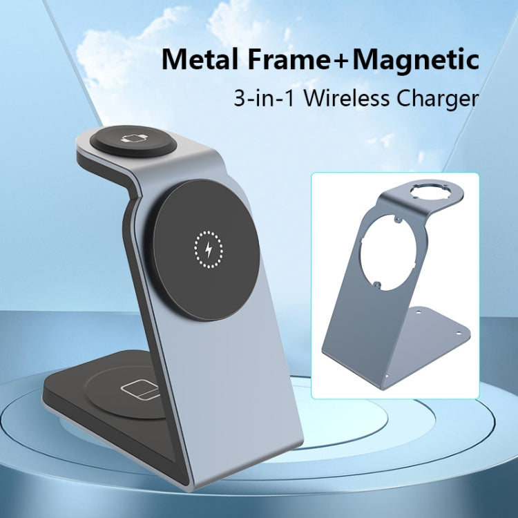 Caricabatterie wireless magnetico 3 in 1 in metallo