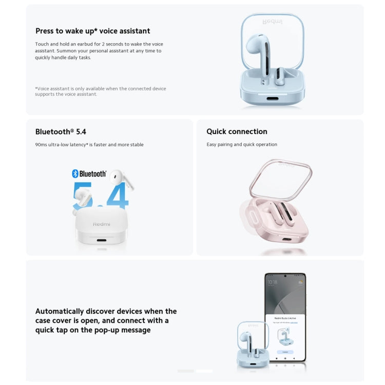 Auricolari wireless originali Xiaomi Redmi Buds 6 Active BT5.4 In-ear