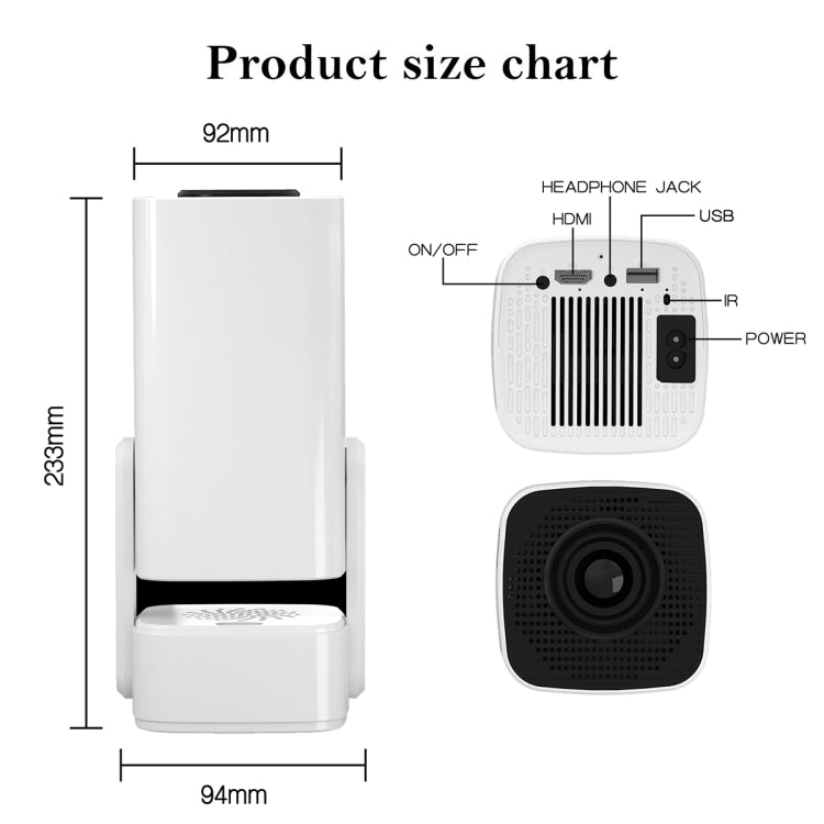 Proiettore portatile WiFi 720P Android 11 con altoparlante
