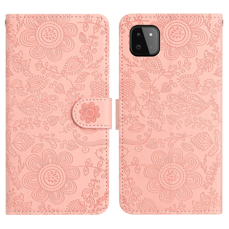 Custodia per telefono in pelle con motivo floreale in rilievo, For Samsung Galaxy A22 5G, For Samsung Galaxy A72, For Samsung Galaxy A53, For Samsung Galaxy A12