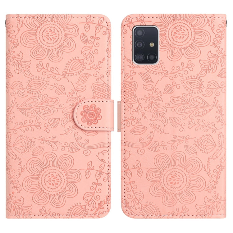 Custodia per telefono in pelle con motivo floreale in rilievo, For Samsung Galaxy A71 4G, For Samsung Galaxy A51 4G