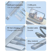 Stazione di docking HUB multifunzione 2 Type-C, 3 USB, 2 Type-C, 3 USB