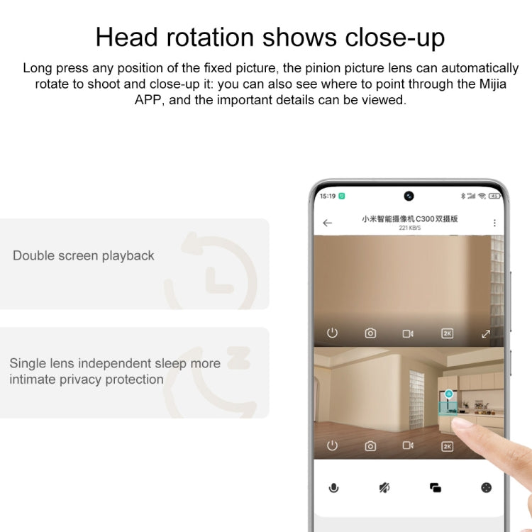 Originale Xiaomi Smart Camera C300 Dual Lens Edition 3MP Supporto rilevamento AI, spina USA, C300