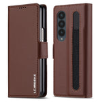 Custodia per telefono in PU con trama fine smerigliata LC.IMEEKE L1 Series con slot per penna, penna non inclusa, For Samsung Galaxy Z Fold5, For Samsung Galaxy Z Fold4