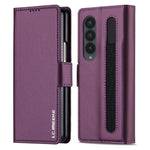 Custodia per telefono in PU con trama fine smerigliata LC.IMEEKE L1 Series con slot per penna, penna non inclusa, For Samsung Galaxy Z Fold5, For Samsung Galaxy Z Fold4
