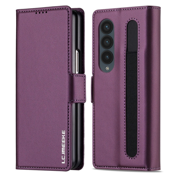 Custodia per telefono in PU con trama fine smerigliata LC.IMEEKE L1 Series con slot per penna, penna non inclusa, For Samsung Galaxy Z Fold5, For Samsung Galaxy Z Fold4