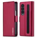 Custodia per telefono in PU con trama fine smerigliata LC.IMEEKE L1 Series con slot per penna, penna non inclusa, For Samsung Galaxy Z Fold5, For Samsung Galaxy Z Fold4