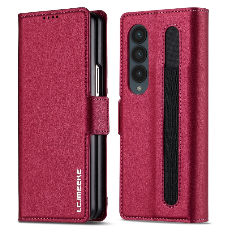 Custodia per telefono in PU con trama fine smerigliata LC.IMEEKE L1 Series con slot per penna, penna non inclusa, For Samsung Galaxy Z Fold5, For Samsung Galaxy Z Fold4