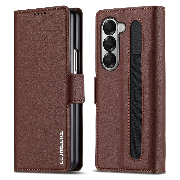 Custodia per telefono in PU con trama fine smerigliata LC.IMEEKE L1 Series con slot per penna, penna non inclusa, For Samsung Galaxy Z Fold5, For Samsung Galaxy Z Fold4