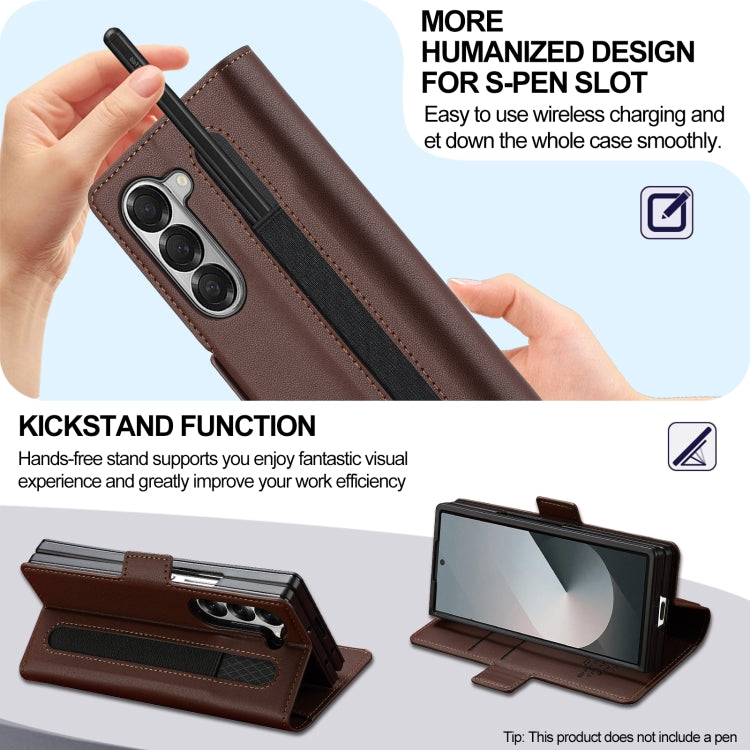 Custodia per telefono in PU con trama fine smerigliata LC.IMEEKE L1 Series con slot per penna, penna non inclusa, For Samsung Galaxy Z Fold5, For Samsung Galaxy Z Fold4