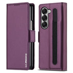 Custodia per telefono in PU con trama fine smerigliata LC.IMEEKE L1 Series con slot per penna, penna non inclusa, For Samsung Galaxy Z Fold5, For Samsung Galaxy Z Fold4
