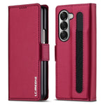 Custodia per telefono in PU con trama fine smerigliata LC.IMEEKE L1 Series con slot per penna, penna non inclusa, For Samsung Galaxy Z Fold5, For Samsung Galaxy Z Fold4