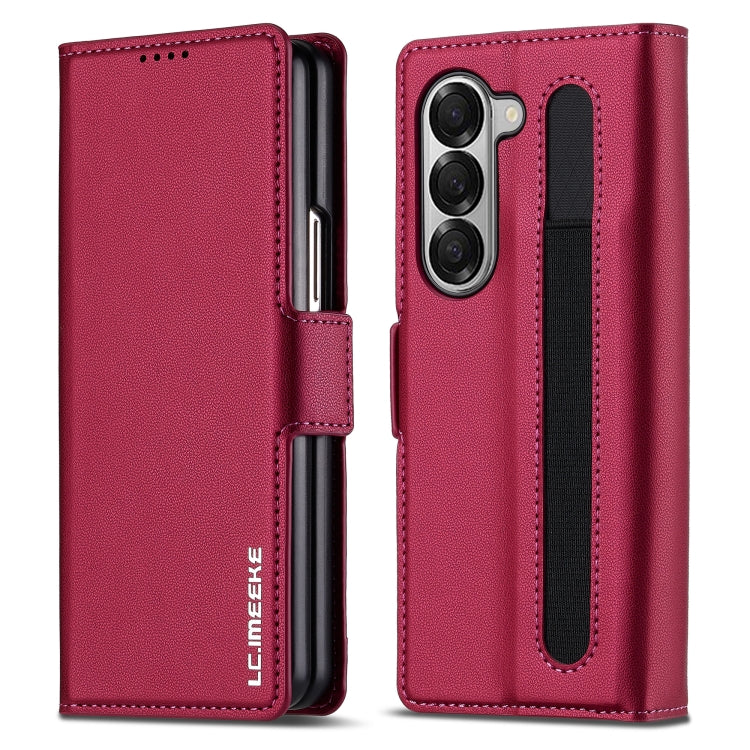 Custodia per telefono in PU con trama fine smerigliata LC.IMEEKE L1 Series con slot per penna, penna non inclusa, For Samsung Galaxy Z Fold5, For Samsung Galaxy Z Fold4