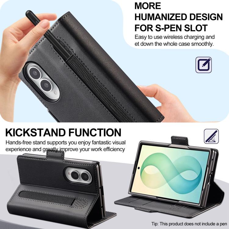 Custodia per telefono in PU con trama fine smerigliata LC.IMEEKE L1 Series con slot per penna, penna non inclusa, For Galaxy Z Fold8 5G, For Galaxy Z Fold8 Ultra 5G, For Samsung Galaxy Z Fold7 5G, For Samsung Galaxy Z Fold6
