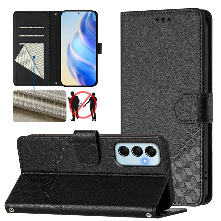 Custodia per telefono in pelle con stampa a nido d'ape e protezione RFID, For Samsung Galaxy M14 5G, For Samsung Galaxy M53 5G, For Samsung Galaxy M33 5G, For Samsung Galaxy M52