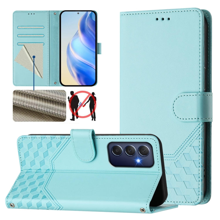Custodia per telefono in pelle con stampa a nido d'ape e protezione RFID, For Samsung Galaxy M15 5G / F15 5G, For Samsung Galaxy M34 5G / F34 5G, For Samsung Galaxy M35 5G, For Samsung Galaxy M54 5G / F54 5G
