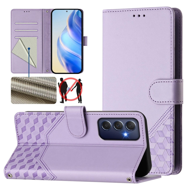 Custodia per telefono in pelle con stampa a nido d'ape e protezione RFID, For Samsung Galaxy M15 5G / F15 5G, For Samsung Galaxy M34 5G / F34 5G, For Samsung Galaxy M35 5G, For Samsung Galaxy M54 5G / F54 5G