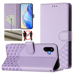 Custodia per telefono in pelle con stampa a nido d'ape e protezione RFID, For Samsung Galaxy M56 5G, For Samsung Galaxy F16 5G / M16 5G Global, For Samsung Galaxy F06 5G / M06 5G, For Samsung Galaxy M55 / C55 5G