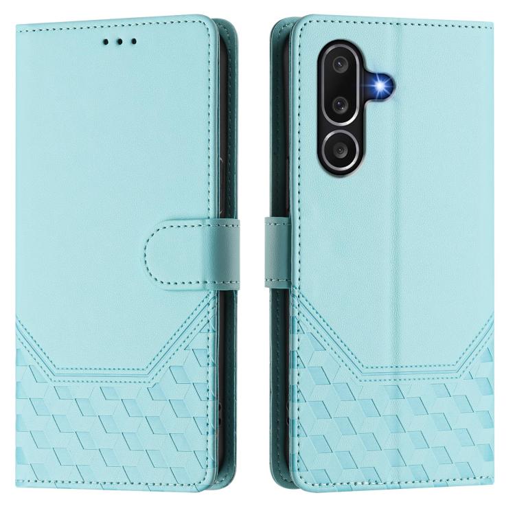 Custodia per telefono in pelle con stampa a nido d'ape e protezione RFID, For Samsung Galaxy M56 5G, For Samsung Galaxy F16 5G / M16 5G Global, For Samsung Galaxy F06 5G / M06 5G, For Samsung Galaxy M55 / C55 5G