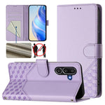 Custodia per telefono in pelle con stampa a nido d'ape e protezione RFID, For Samsung Galaxy M56 5G, For Samsung Galaxy F16 5G / M16 5G Global, For Samsung Galaxy F06 5G / M06 5G, For Samsung Galaxy M55 / C55 5G