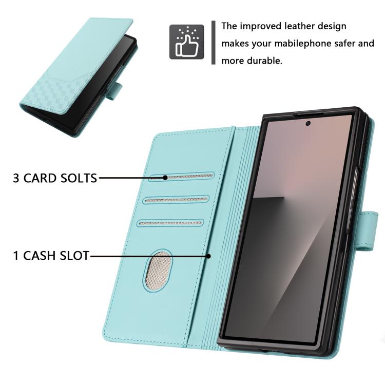 Custodia per telefono in pelle con stampa a nido d'ape e protezione RFID, For Samsung Galaxy Z Fold7 5G, For Samsung Galaxy Z Fold5