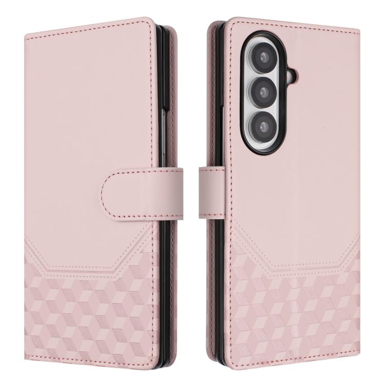 Custodia per telefono in pelle con stampa a nido d'ape e protezione RFID, For Samsung Galaxy Z Fold7 5G, For Samsung Galaxy Z Fold5