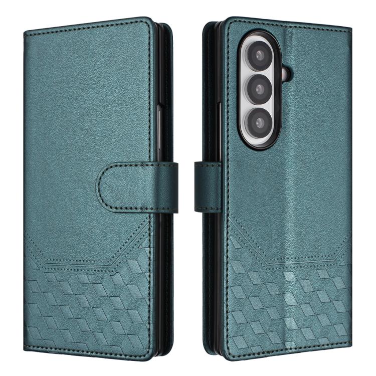 Custodia per telefono in pelle con stampa a nido d'ape e protezione RFID, For Samsung Galaxy Z Fold7 5G, For Samsung Galaxy Z Fold5