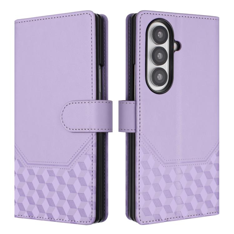 Custodia per telefono in pelle con stampa a nido d'ape e protezione RFID, For Samsung Galaxy Z Fold7 5G, For Samsung Galaxy Z Fold5