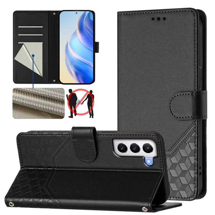 Custodia per telefono in pelle con stampa a nido d'ape e protezione RFID, For Samsung Galaxy S21 FE 5G, For Samsung Galaxy S21 5G, For Samsung Galaxy S21+ 5G, For Samsung Galaxy S21 Ultra 5G