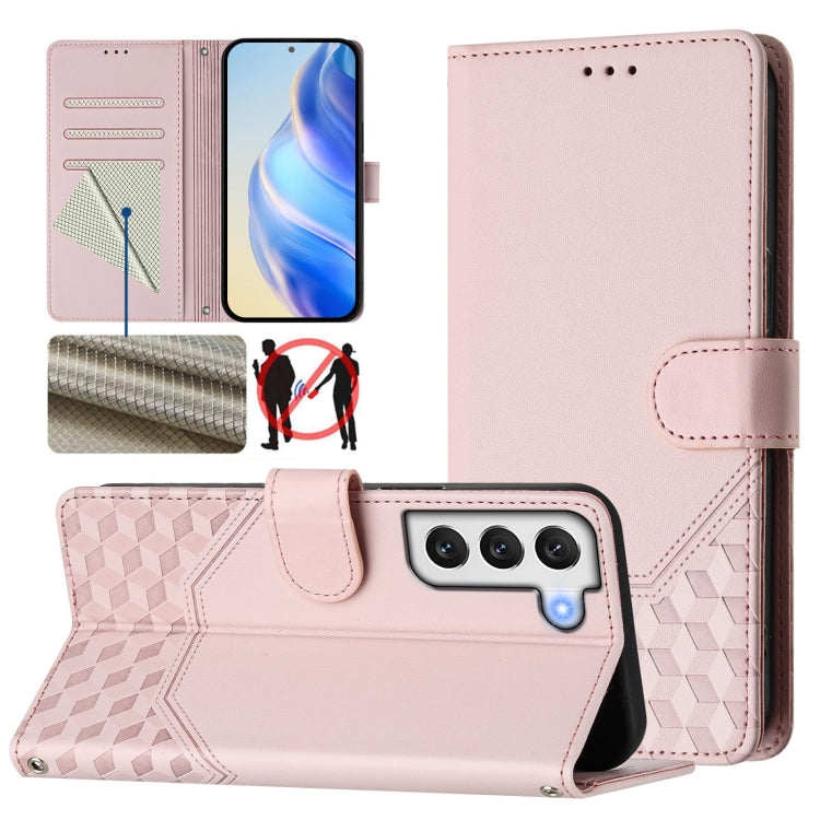 Custodia per telefono in pelle con stampa a nido d'ape e protezione RFID, For Samsung Galaxy S21 FE 5G, For Samsung Galaxy S21 5G, For Samsung Galaxy S21+ 5G, For Samsung Galaxy S21 Ultra 5G