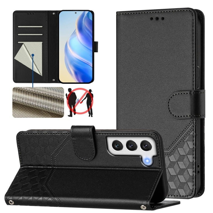 Custodia per telefono in pelle con stampa a nido d'ape e protezione RFID, For Samsung Galaxy S21 FE 5G, For Samsung Galaxy S21 5G, For Samsung Galaxy S21+ 5G, For Samsung Galaxy S21 Ultra 5G