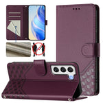 Custodia per telefono in pelle con stampa a nido d'ape e protezione RFID, For Samsung Galaxy S21 FE 5G, For Samsung Galaxy S21 5G, For Samsung Galaxy S21+ 5G, For Samsung Galaxy S21 Ultra 5G