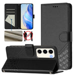 Custodia per telefono in pelle con stampa a nido d'ape e protezione RFID, For Samsung Galaxy S23 5G, For Samsung Galaxy S22 Ultra 5G, For Samsung Galaxy S22+ 5G, For Samsung Galaxy S22 5G