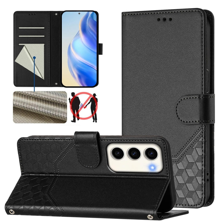 Custodia per telefono in pelle con stampa a nido d'ape e protezione RFID, For Samsung Galaxy S23 5G, For Samsung Galaxy S22 Ultra 5G, For Samsung Galaxy S22+ 5G, For Samsung Galaxy S22 5G