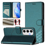 Custodia per telefono in pelle con stampa a nido d'ape e protezione RFID, For Samsung Galaxy S25 Ultra 5G, For Samsung Galaxy S24 FE 5G, For Samsung Galaxy S24 Ultra 5G, For Samsung Galaxy S24+ 5G